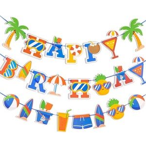 Colorful Birthday Banner with Tropical Theme